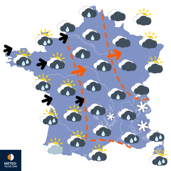 Carte de prévisions du temps du Dimanche 18 janvier 2026