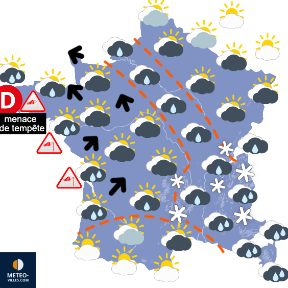 Carte de prévisions du temps du Mardi 20 janvier 2026