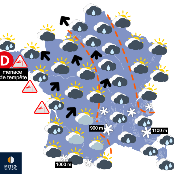 Carte de prévisions du temps du Mercredi 21 janvier 2026