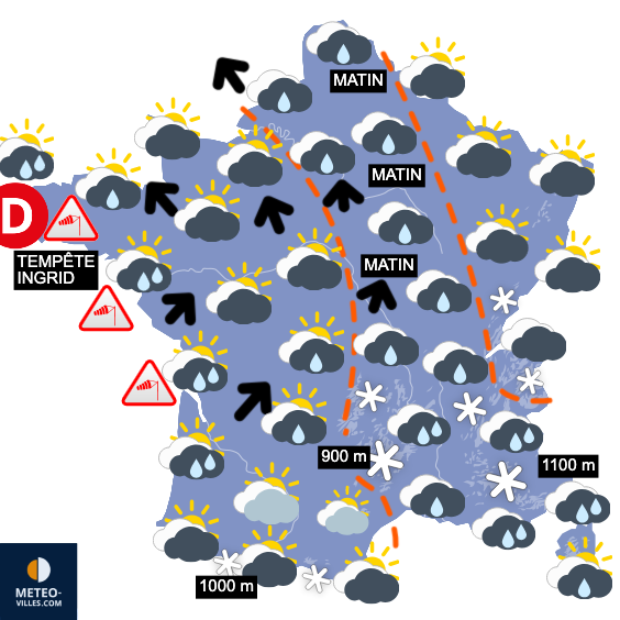 Carte de prévisions du temps du Jeudi 22 janvier 2026