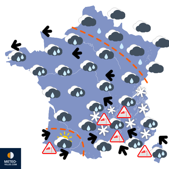 Carte de prévisions du temps du Samedi 17 janvier 2026