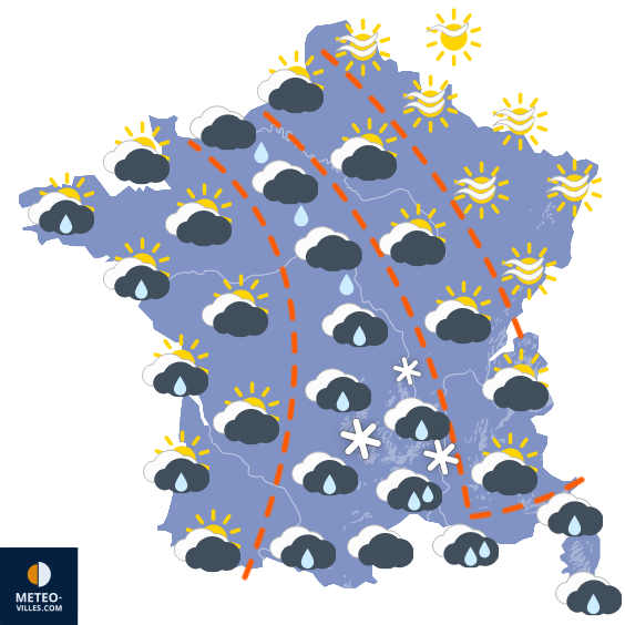Carte de prévisions du temps du Samedi 24 janvier 2026
