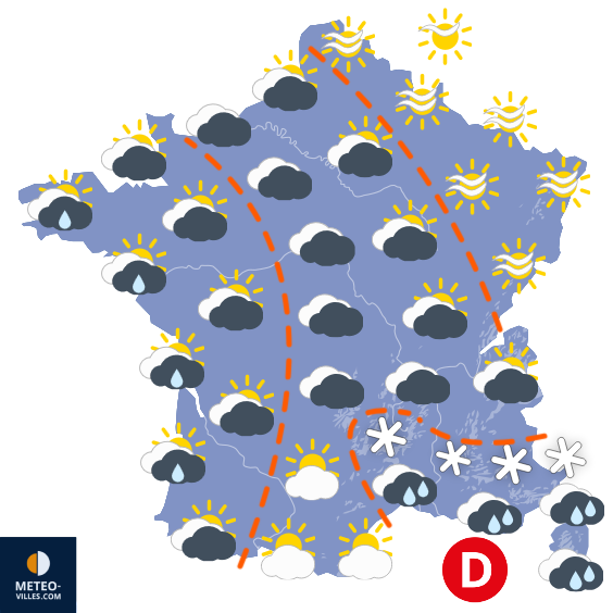 Carte de prévisions du temps du Lundi 19 janvier 2026