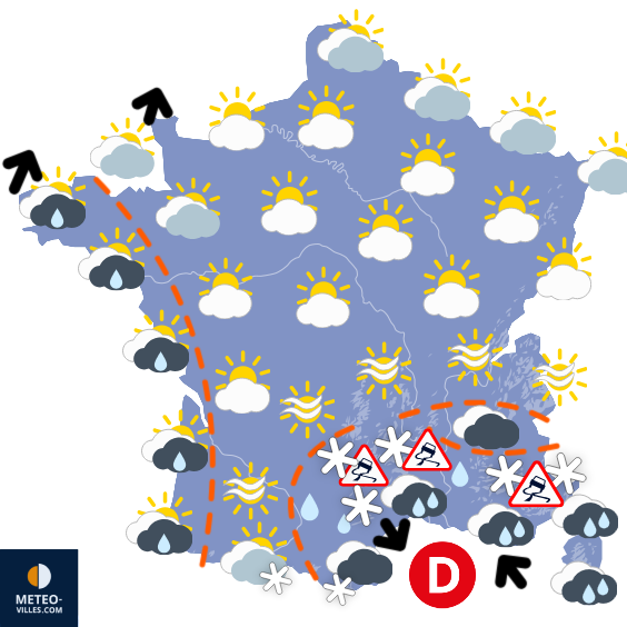 Carte de prévisions du temps du Jeudi 22 janvier 2026
