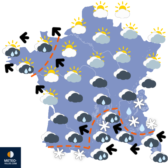 Carte de prévisions du temps du Samedi 17 janvier 2026
