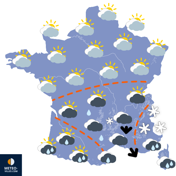 Carte de prévisions du temps du Dimanche 18 janvier 2026