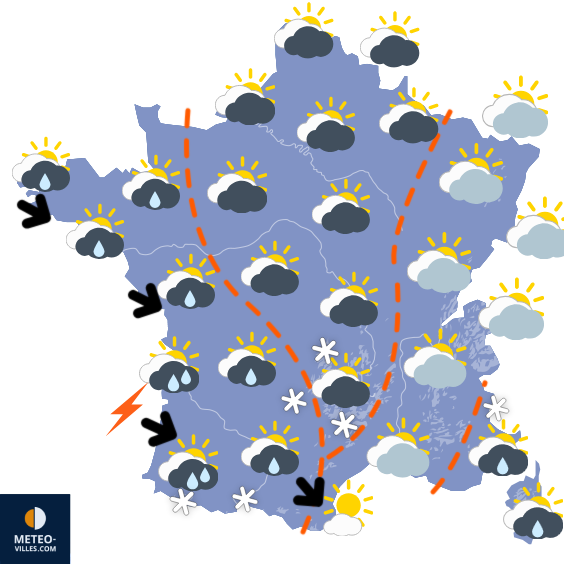Carte de prévisions du temps du Mercredi 21 janvier 2026