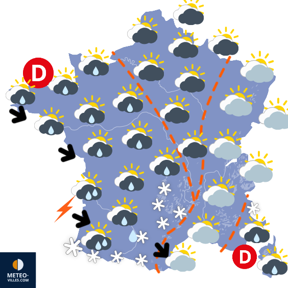 Carte de prévisions du temps du Jeudi 22 janvier 2026