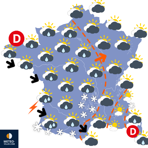 Carte de prévisions du temps du Vendredi 23 janvier 2026
