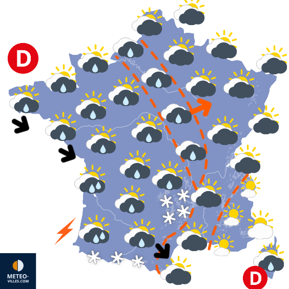 Carte de prévisions du temps du Samedi 24 janvier 2026