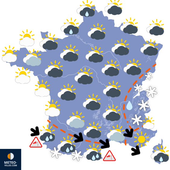 Carte de prévisions du temps du Mardi 20 janvier 2026