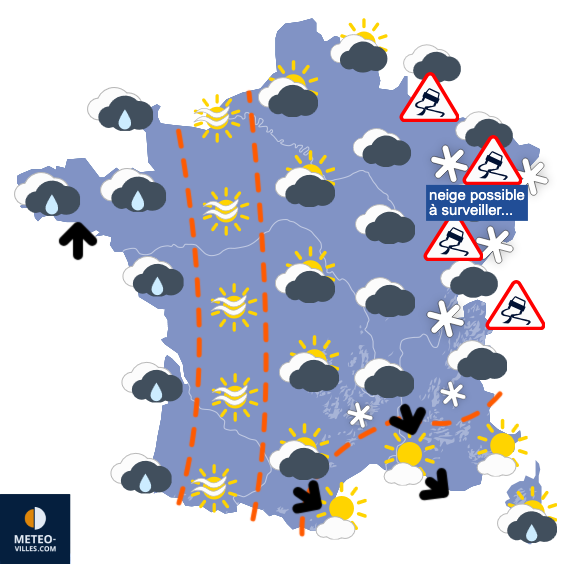 Carte de prévisions du temps du Mercredi 21 janvier 2026