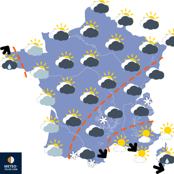 Carte de prévisions du temps du Vendredi 23 janvier 2026