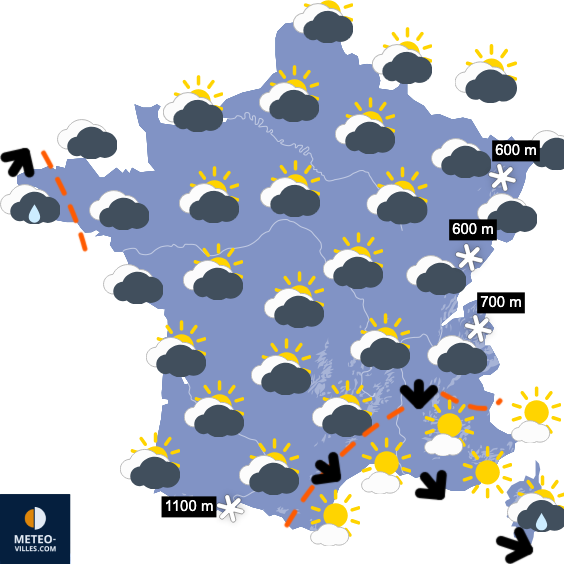 Carte de prévisions du temps du Samedi 24 janvier 2026