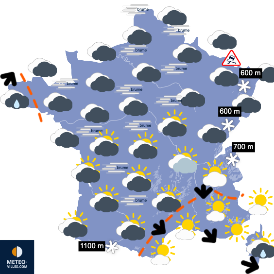 Carte de prévisions du temps du Dimanche 25 janvier 2026