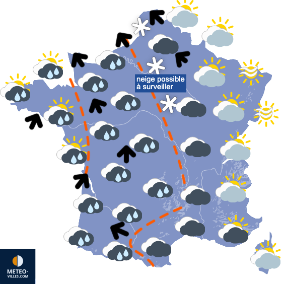 Carte de prévisions du temps du Mercredi 21 janvier 2026
