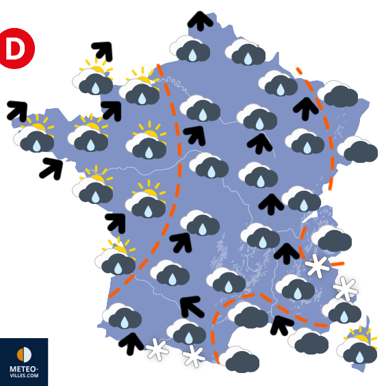 Carte de prévisions du temps du Dimanche 25 janvier 2026