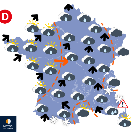 Carte de prévisions du temps du Lundi 26 janvier 2026
