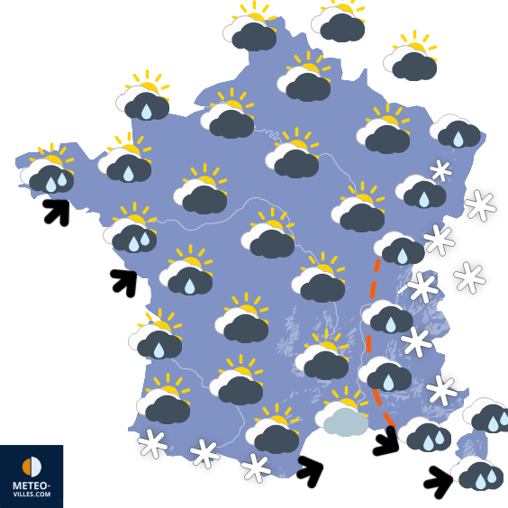Carte de prévisions du temps du Jeudi 22 janvier 2026
