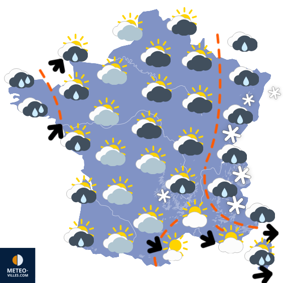 Carte de prévisions du temps du Samedi 24 janvier 2026