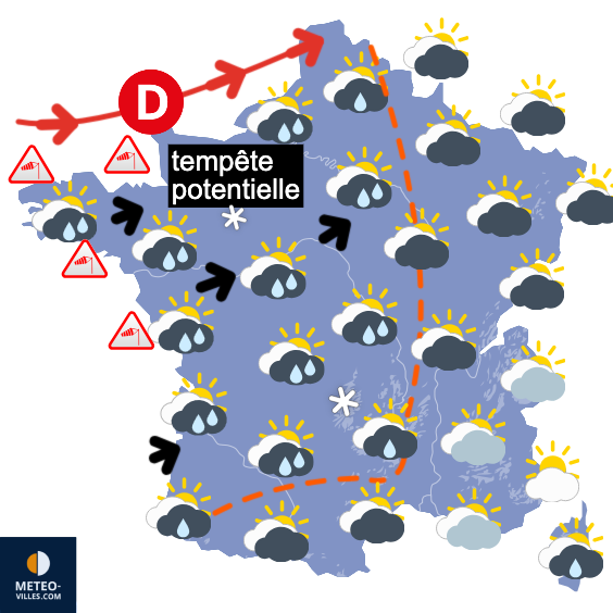 Carte de prévisions du temps du Samedi 24 janvier 2026