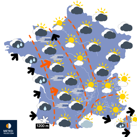 Carte de prévisions du temps du Mercredi 28 janvier 2026