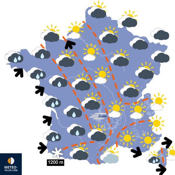 Carte de prévisions du temps du Mercredi 28 janvier 2026