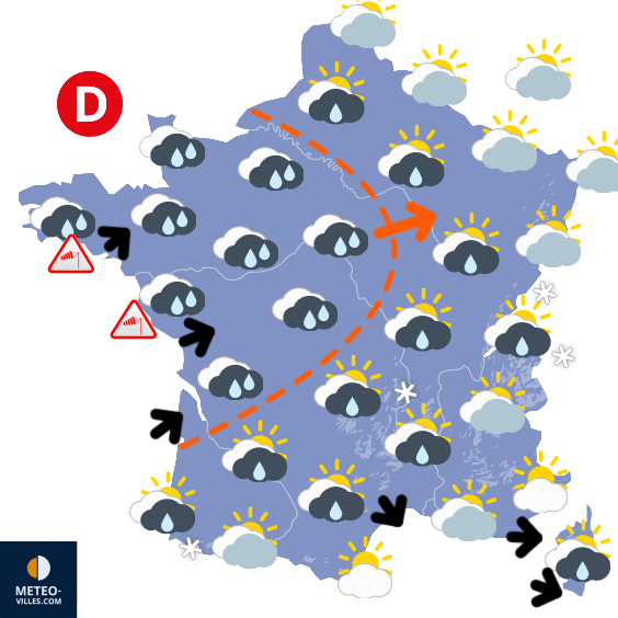 Carte de prévisions du temps du Samedi 24 janvier 2026
