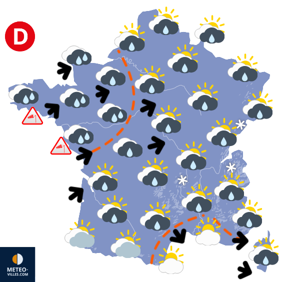 Carte de prévisions du temps du Dimanche 25 janvier 2026