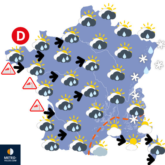 Carte de prévisions du temps du Lundi 26 janvier 2026