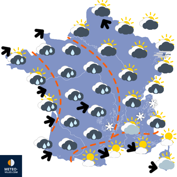 Carte de prévisions du temps du Mercredi 28 janvier 2026