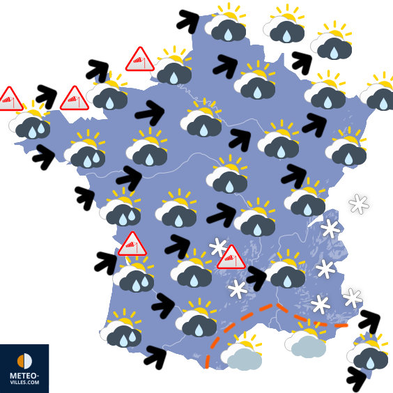 Carte de prévisions du temps du Samedi 24 janvier 2026