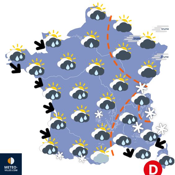 Carte de prévisions du temps du Dimanche 25 janvier 2026