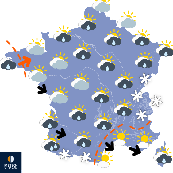 Carte de prévisions du temps du Samedi 31 janvier 2026