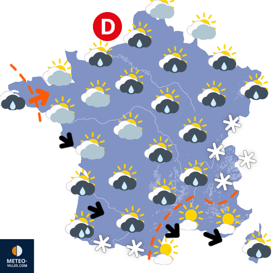 Carte de prévisions du temps du Mercredi 28 janvier 2026