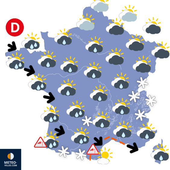 Carte de prévisions du temps du Mercredi 28 janvier 2026