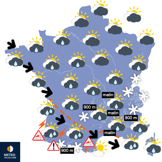 Carte de prévisions du temps du Samedi 31 janvier 2026