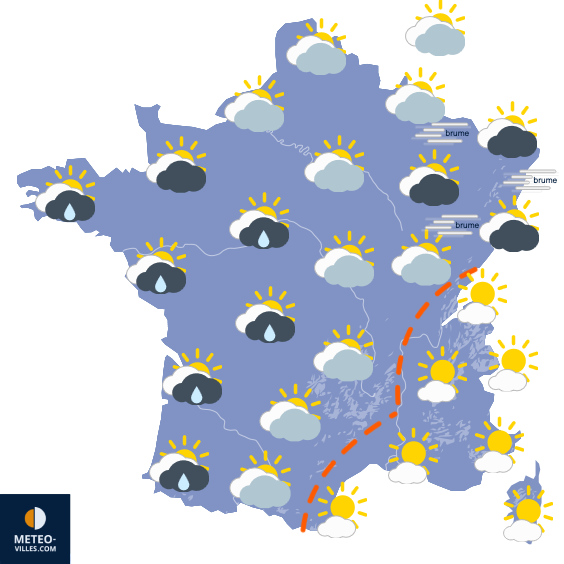 Carte de prévisions du temps du Dimanche 1 février 2026