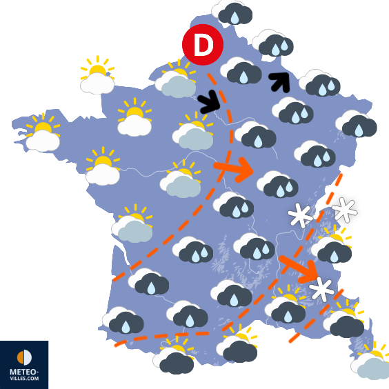 Carte de prévisions du temps du Mardi 27 janvier 2026