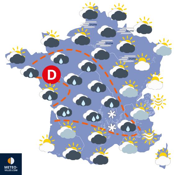 Carte de prévisions du temps du Dimanche 1 février 2026