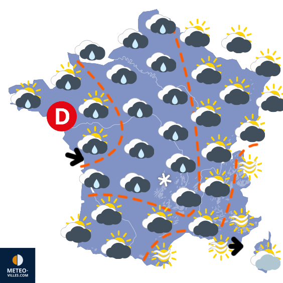 Carte de prévisions du temps du Samedi 31 janvier 2026