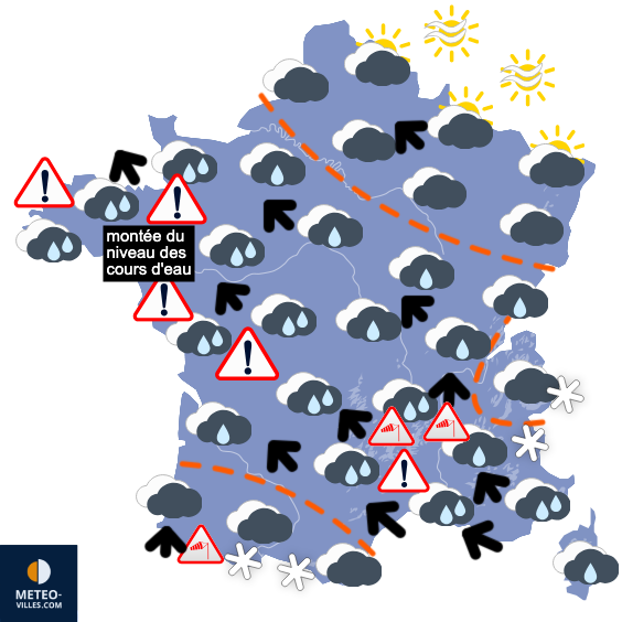 Carte de prévisions du temps du Jeudi 29 janvier 2026
