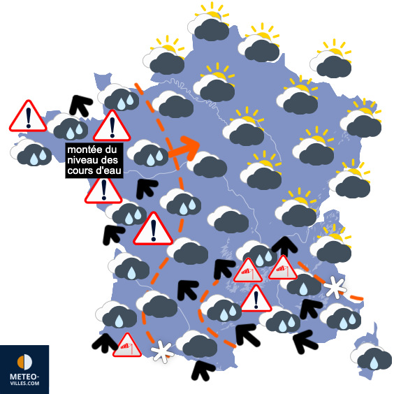 Carte de prévisions du temps du Friday, January 30, 2026