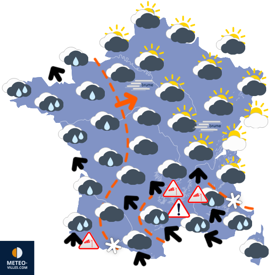 Carte de prévisions du temps du Samedi 31 janvier 2026