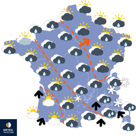 Carte de prévisions du temps du Vendredi 30 janvier 2026