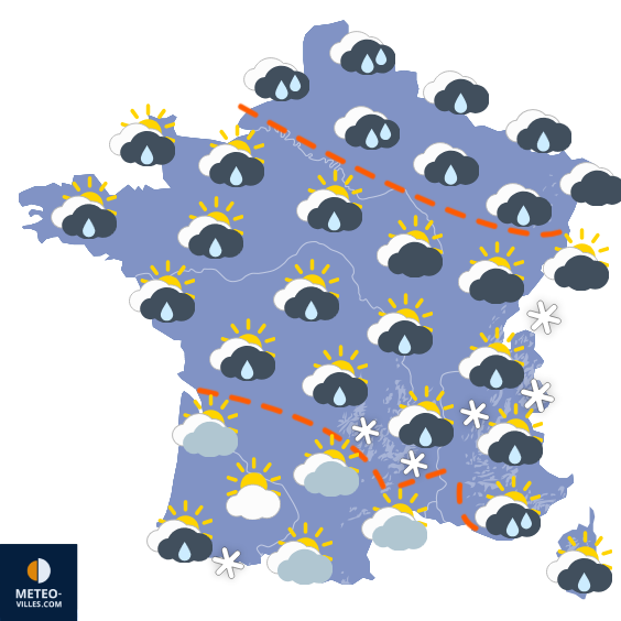 Carte de prévisions du temps du Dimanche 1 février 2026