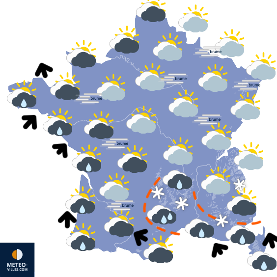 Carte de prévisions du temps du Samedi 31 janvier 2026