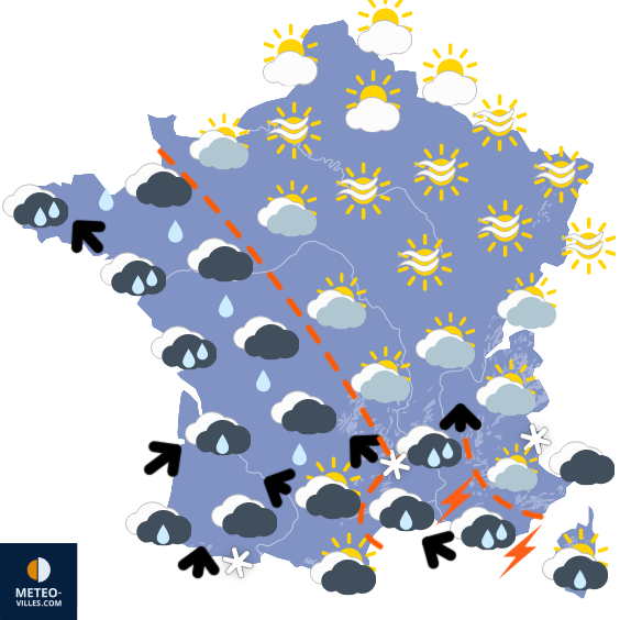 Carte de prévisions du temps du Mardi 3 février 2026