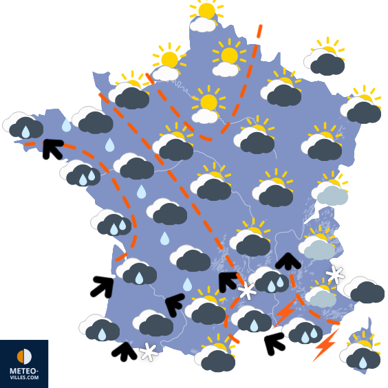 Carte de prévisions du temps du Wednesday, February 4, 2026