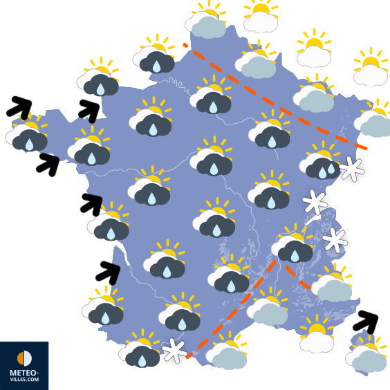 Carte de prévisions du temps du Vendredi 30 janvier 2026